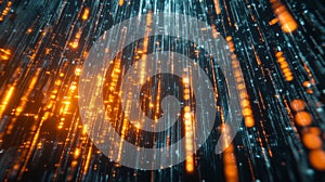 Abstract Orange Blue Digital Rain Data Stream Technology Background