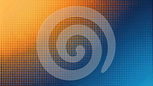 Abstract orange and blue halftone dot pattern background design. Generative AI