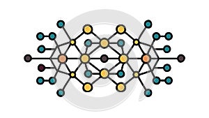Abstract Orange-Blue Interconnected Network Nodes, vector design Generative AI