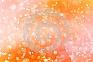 Abstract orange bokeh circles , bokeh abstract Christmas and new year theme background, orange defocused light