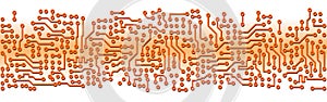 Abstract orange circuit board electronic template