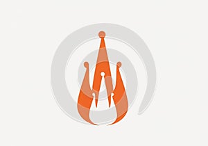 Abstract Orange Crown Flame Logo