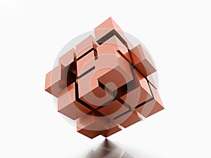 Abstract orange cubes background rendered