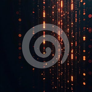 Abstract Orange Digital Data Stream Glowing Tech Background