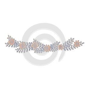 Abstract orange flower with leaves garland or border illustrtaion for decoration on autumn season romance .