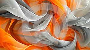 Abstract orange and gray silk fabric waves