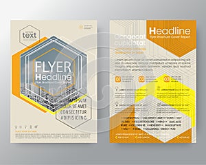 Abstract orange hexagon brochure annual report cover flyer poster design layout vector template in A4 size