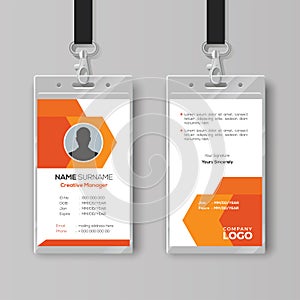 Abstract orange ID card design template