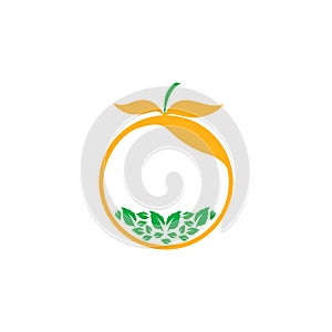 abstract orange leaves logo icon