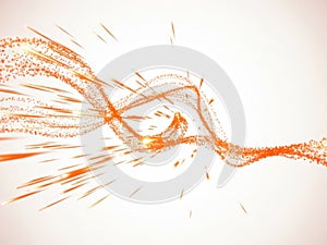 Abstract orange lines and dots pattern isolated on white background