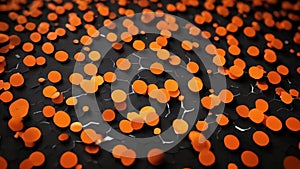 abstract orange linking dots background, motion