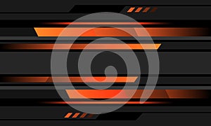 Abstract orange neon light line geometric cyber on grey black circuit design modern futuristic technology background vector