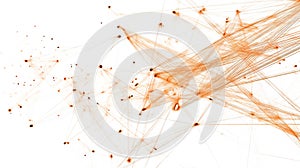 Abstract Orange Network Connection, Digital Data Flow, Complex System Visualization.  Perfect for tech, science, and communication