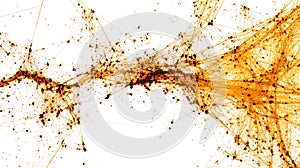 Abstract Orange Network Connection: Digital Plexus Background.  Intricate web of interconnected nodes and lines, creating a