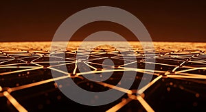Abstract Orange Network Grid with Glowing Nodes technology connection