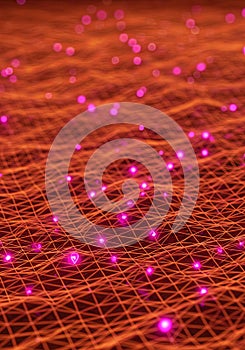 Abstract Orange and Pink Digital Network Background