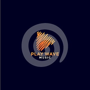 Abstract orange play music logo design vector
