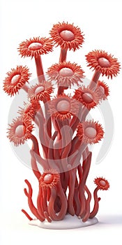 Abstract Orange Red Coral Like Forms in 3D Render photo