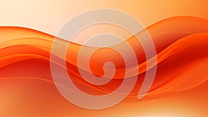 Abstract orange satin waves design with smooth curves and soft shadows on clean modern background