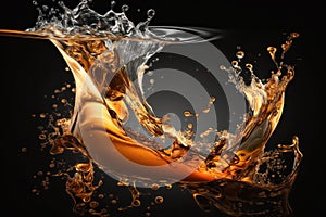 Abstract Orange Shape Liquid Wave Splash Illustration on black background