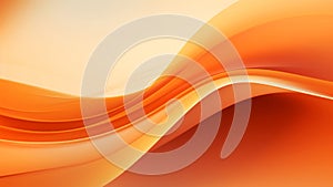 Abstract orange silk waves design with smooth curves and soft shadows on clean modern background