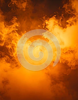 Abstract Orange Smoke Cloud Effect on Dark Background Creates a Dynamic and Energetic Composition