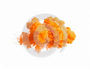 Abstract Orange Smoke Cloud on White Background