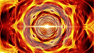 Abstract Orange Spiral of Fire Energy Time Warp Vortex Tunnel  Motion Background. Vortex energy flows in modern seamless loop.