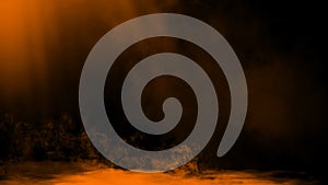 Abstract orange spotlight with mistery smoke texture. Design element