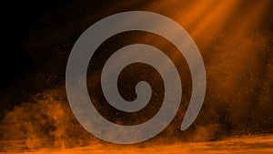 Abstract orange spotlight with mistery smoke texture. Design element