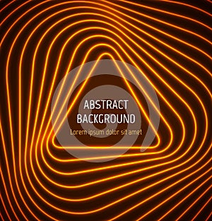 Abstract orange triangle border background with light effects