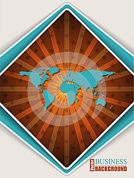 Abstract orange turquoise brochure with world map