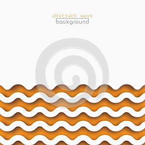 Abstract orange waves background for design. Vector marine wallpaper concept, wave pattern texture. Square banner with copy space