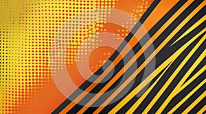Abstract Orange and Yellow Halftone and Stripe Pattern