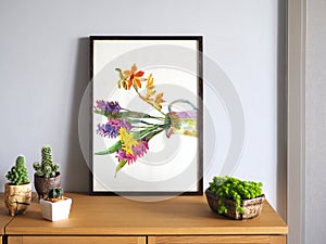 Abstract orchid mind art spiritual watercolor painting illustration design drawing in picture photo frame decoration warm home