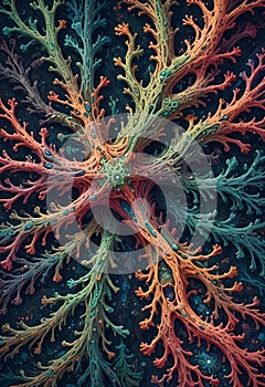Abstract Organic Cellular Texture with Intricate Biological Patterns and Vivid Colors- AI Generated