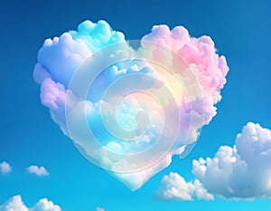 abstract organic cloud shaped as heart form with different colors of lights