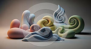 Abstract Organic Forms in Muted Pastel Tones