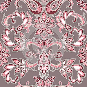 Abstract oriental floral seamless pattern. Flower geometric ornamental background. Flourish baroque tiled ornament with flowers.