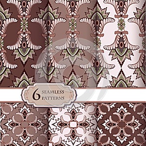 Abstract oriental seamless pattern set in retro style.