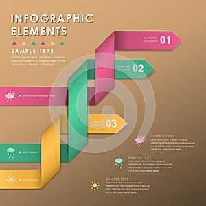 Abstract origami ribbon infographics