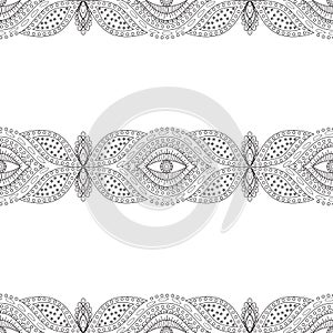 Abstract ornament with a stylized eye. Vector seamless pattern,
