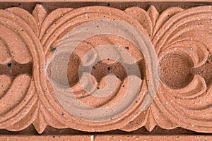 Abstract ornamnet carved on red stone - armenian church