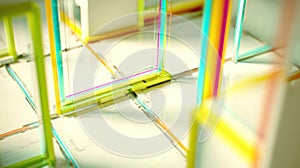 Abstract Geometric Network Structure Colorful Lines.