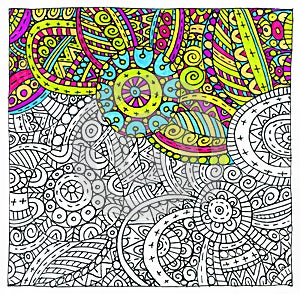 Abstract outline and bright colorful pattern