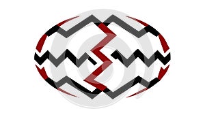 Abstract Oval Zigzag Pattern Geometric Art, vector design Generative AI