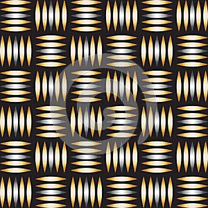 Abstract ovale geometric pattern with lines. seamless vector gold background.