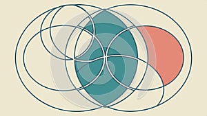 Abstract overlapping circles geometric pattern, layered design element vector design Generative AI