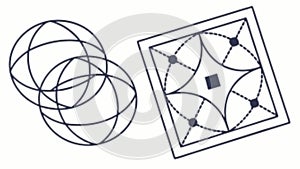 Abstract overlapping geometric shapes, intricate modern pattern, vector design Generative AI