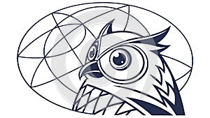 Abstract Owl Head with Angular Features, vector design Generative AI